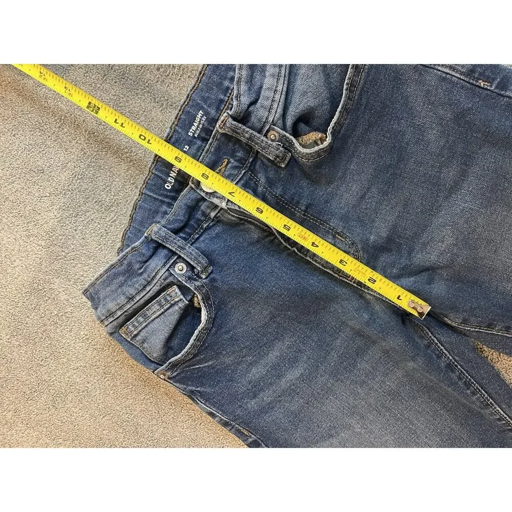 Old Navy Boys Size 12 Straight Jeans Medium Wash Built-In Flex Adjustable Waist